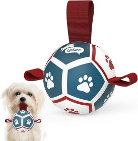 Small Dog Toys, Puppy Balls, Dog Balls with Straps for Small Breed, Soccer Ball for Dogs, Puppy Toys, Dog Birthday Gift (Blue Red, 3.5 inch)