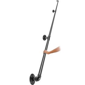 VEVOR Pipe Stair Handrail, 8FT Staircase Handrail, 440LBS Load Capacity Carbon Steel Pipe Handrail, Industrial Pipe Handrail with Wall Mount Supp