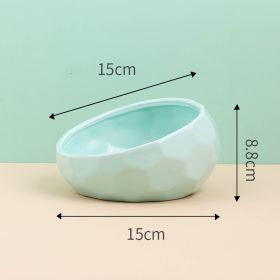 Pet Supplies Bowl Ceramic Cat Bowl Dog Bowl Oblique Mouth (Option: light green)