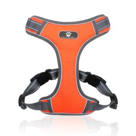 dog Harnesses; Pet Traction Rope Mesh Breathable Big Dog Chest Strap Vest Reflective Dog Rope Spot Wholesale (colour: orange, Specification (L * W): M (12-32 kg))